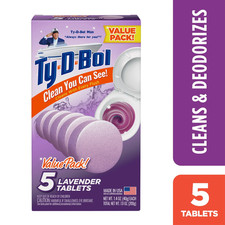 Bleach-Free Toilet Bowl Cleaner Tablets, Lavender Scent, 1.4 Oz, 5 Pac