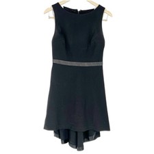 NWT Alice + Olivia black party dress Hi Lo Cocktail Lamb Leather Belt Sz 6