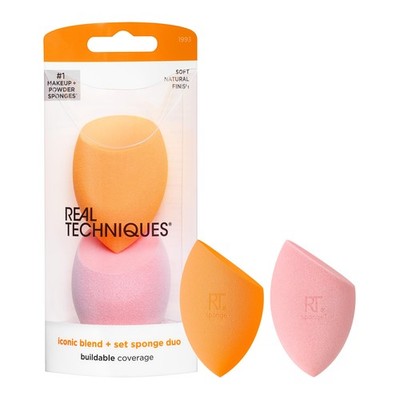 Real Techniques Iconic Blend + Set Makeup Sponge Duo, Makeup Blending Sponges,