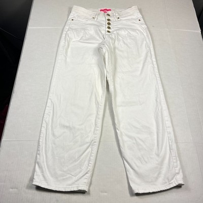 Lilly Pulitzer White Aileen Jeans White High Rise Resort Coastal Button Fly 4