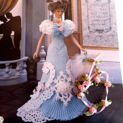 Vtg CROCHET Victorian Gown Pattern Original Annie 1990s Shown on Barbie inc rose