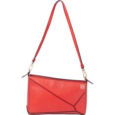 Loewe Red Leather Puzzle Clutch Shoulder Bag Tasche Abendtasche