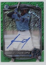 2025 Bowman Chrome Prospect Green Shimmer Refractor 37/99 Fabian Lopez Auto 7ba