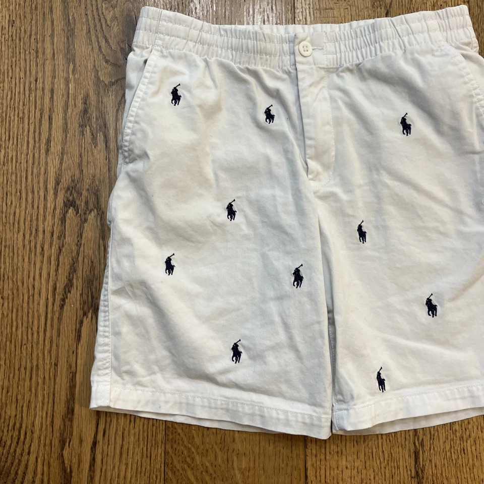 Pantalones Cortos Ralph Lauren All Over Pony Logo, Blanco/Tostado Claro, Niños Talla 14 Foto 2 de 4
