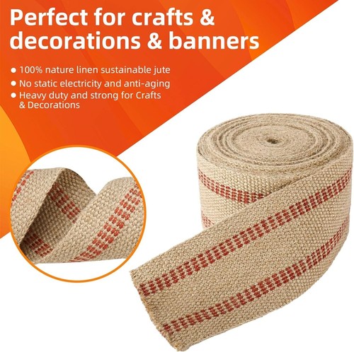 2er Pack Handwerk Jute Gurtband 3,5" x 10 Yd Sackleinen Polster Stuhl Gurtband Band - Bild 5 von 15