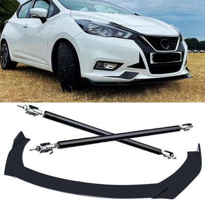 Front Bumper Lip Spoiler Splitter Body Kit+Strut Rods For Nissan Versa S Plus