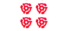 4 Red 45 RPM 7" Plastic Snap-In Record Adapters - New