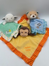 Garanimals Lot Set Monkey Bear Lamb Baby Security Blanket Satin Plush Lovey 14"