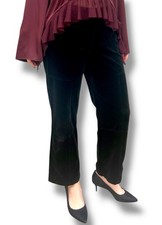 Armani Collezioni Black Velour Pants sz 8 10 bootcut Mid Rise Pockets Velvet