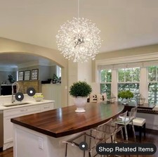 Modern Crystal Sputnik Chandelier 12-Light Chrome Firework Dandelion Style