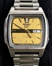 Seiko 5 Automatic Men’s Watch Gold Dial 21 Jewels Japan Made 7S26