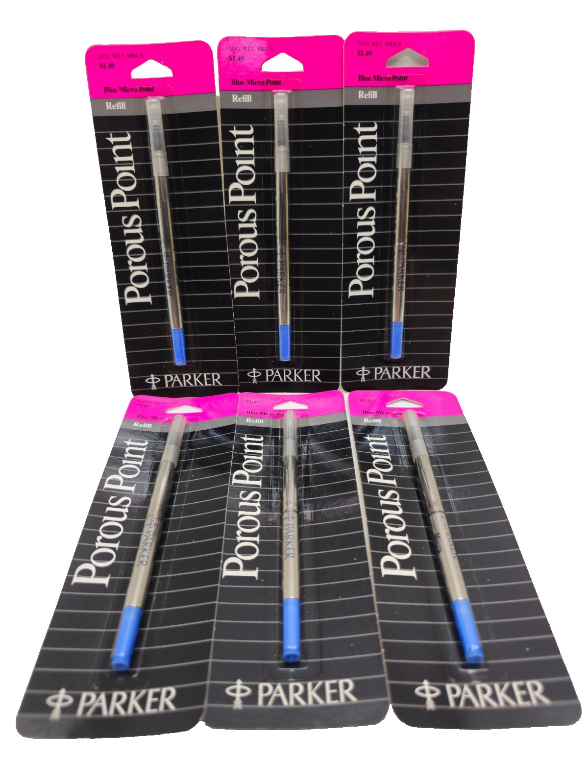 Parker Porous Point Pen Refills 30515 Blue Ink Micro Point Lot of 5 Vintage NOS