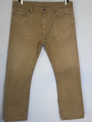 Levi s 513 Slim Straight Jeans W40 L29 Beige Hellbraun Distressed Waterless Denim Herren