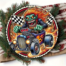 Vintage Style Aluminum Foil Tin Metal Signs with Vibrant Rat Fink Design - Rusti