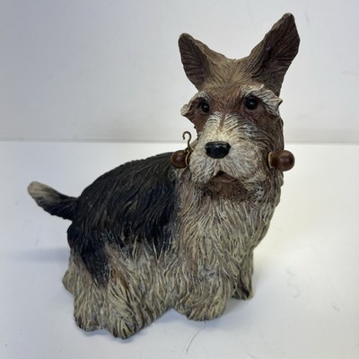 Realistic Yorkshire Terrier  Dog Resin Sculpture Home Black/Brown  6  Decor