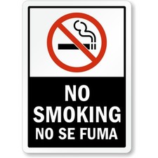 No Smoking Bilingual Aluminum Weatherproof Sign c00774
