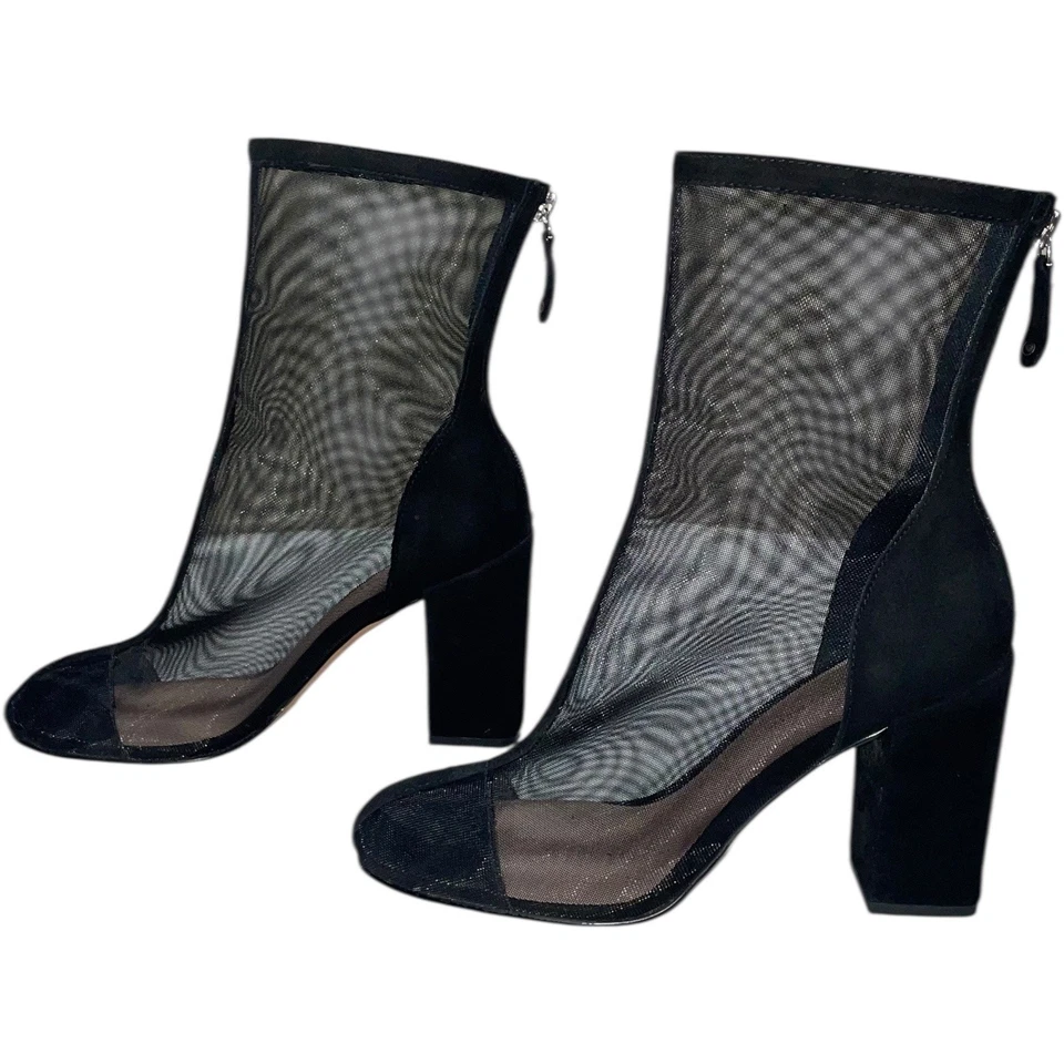 Botines con ribete de gamuza transparente de malla negra Avec Les Filles Talla: 6,5 M Foto 4 de 4