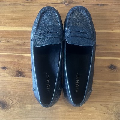 Vionic Marcy Loafers Pebbled Leather Black Arch Support Orthotic Size 8 Classic
