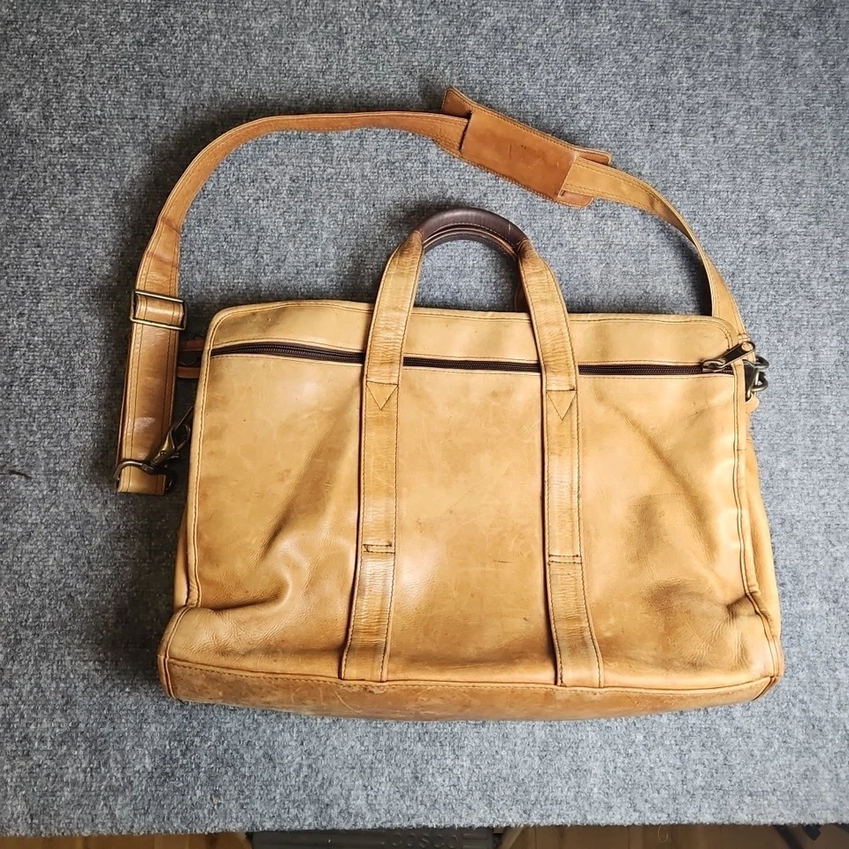 Raro Maletín Expandible de Cuero Tostado TUMI Bolso para Laptop Cartera de Viaje Foto 3 de 4