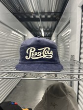 Vtg Pepsi Cola Blue Corduroy Trucker Hat Cap Snapback Made in USA