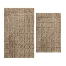Knightsbridge Traditional Summer Tile Design 2 PC Cotton Bath Rug Set Stone
