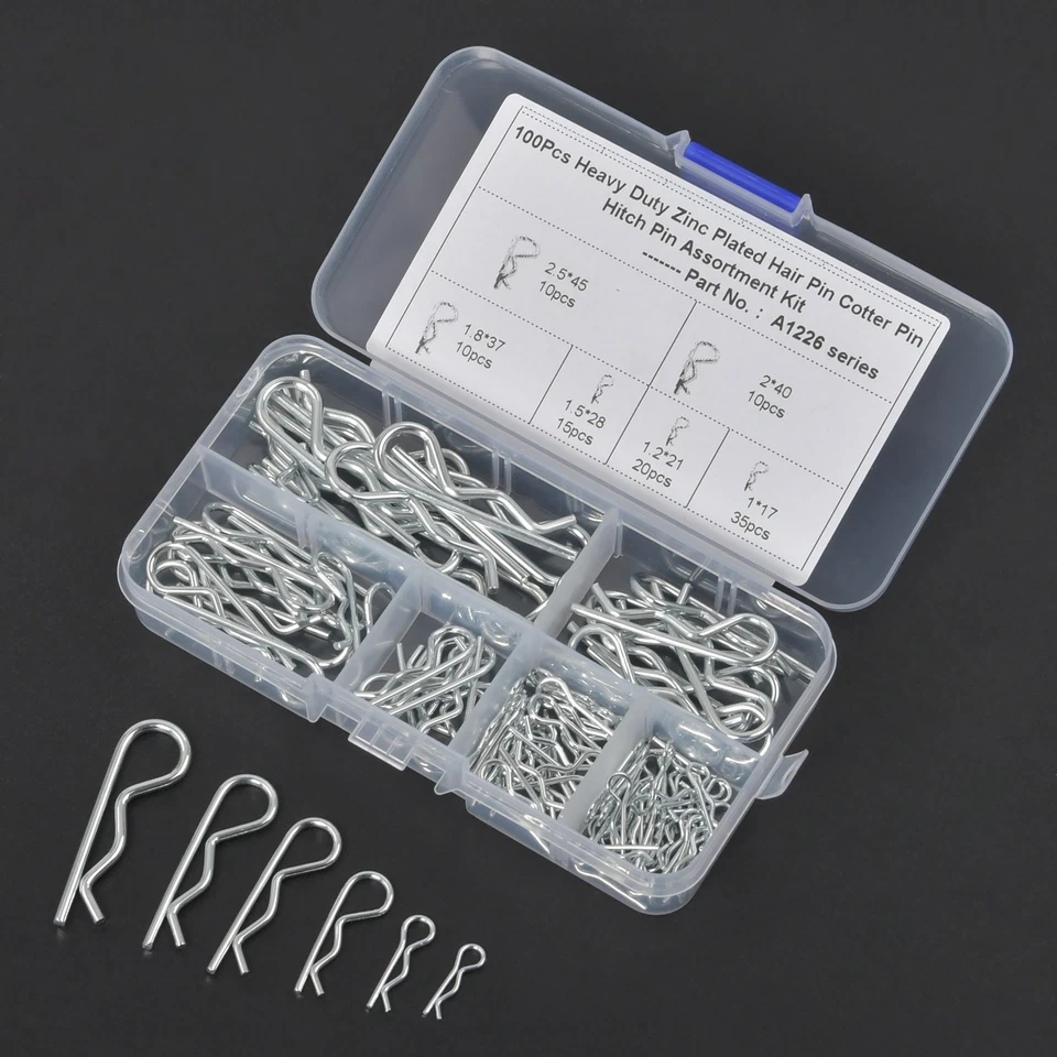 Splinte Sortiment 100-tlg. Federsplinte in 6 Größen, Federstecker, Splint Set - Bild 4 von 4