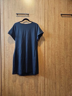 black t shirt dress knee length CAbi Knit T-Shirt Short Sleeve Tie Waist Evening dress Select size:40 price_Under 499 Women's Nüdish Your Way Summer Casual DressSize