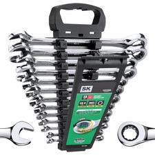 Sk Set Di Chiavi Combinate A Cricchetto, 13 Pezzi, Sae Da 1/4" A 1", 72 Denti, Costruzione Premium CR-V, Con Organizer Per Rack-image