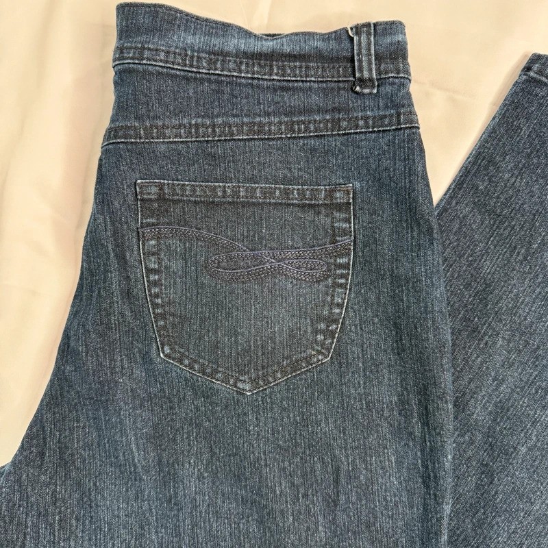 Style & Co Dark Blue Jeans Tummy Control Straight Leg Women's Size 12 image 3