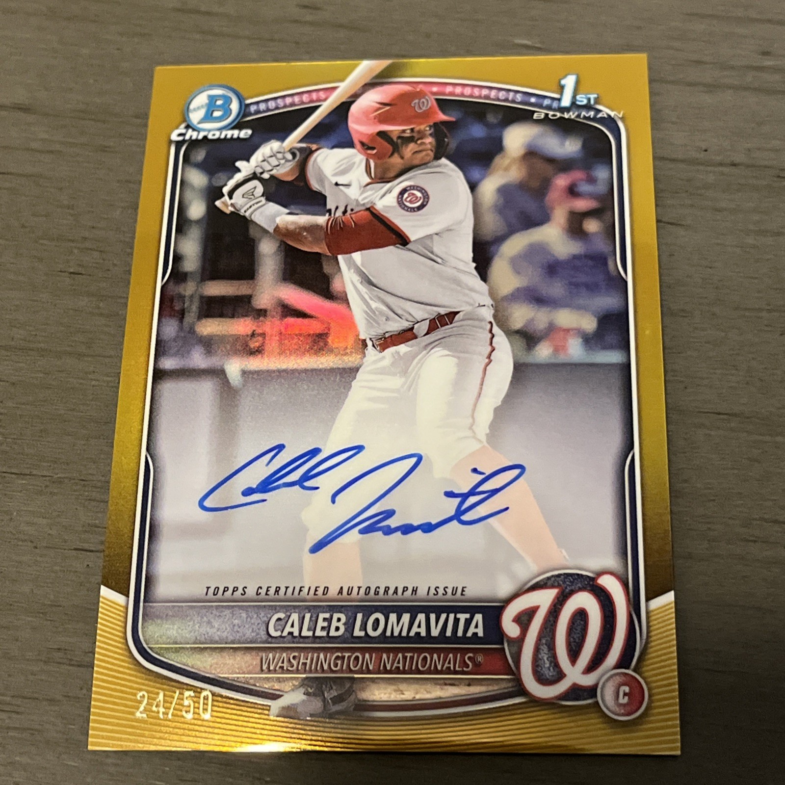 2025 Bowman Caleb Lomavita Chrome Auto Gold Refractor 1st #24/50 Nationals RARE