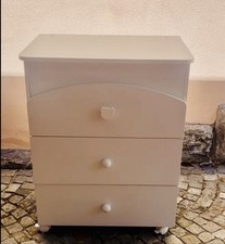 Pali Fasciatoio Cassettiera Bagnetto Neonato 3 Cassetti Ruote Bianco