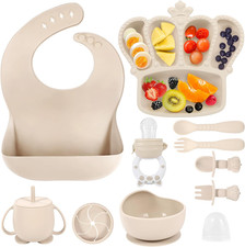 Silicone Baby Feeding Set 10 Pcs Baby Led Weaning Supplies Suction Bowl Divided