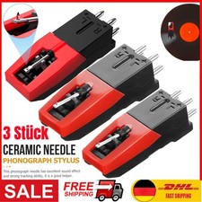 3 x Ersatz Tonabnehmer mit Nadel für Plattenspieler - Diamantnadel Stahlnadel