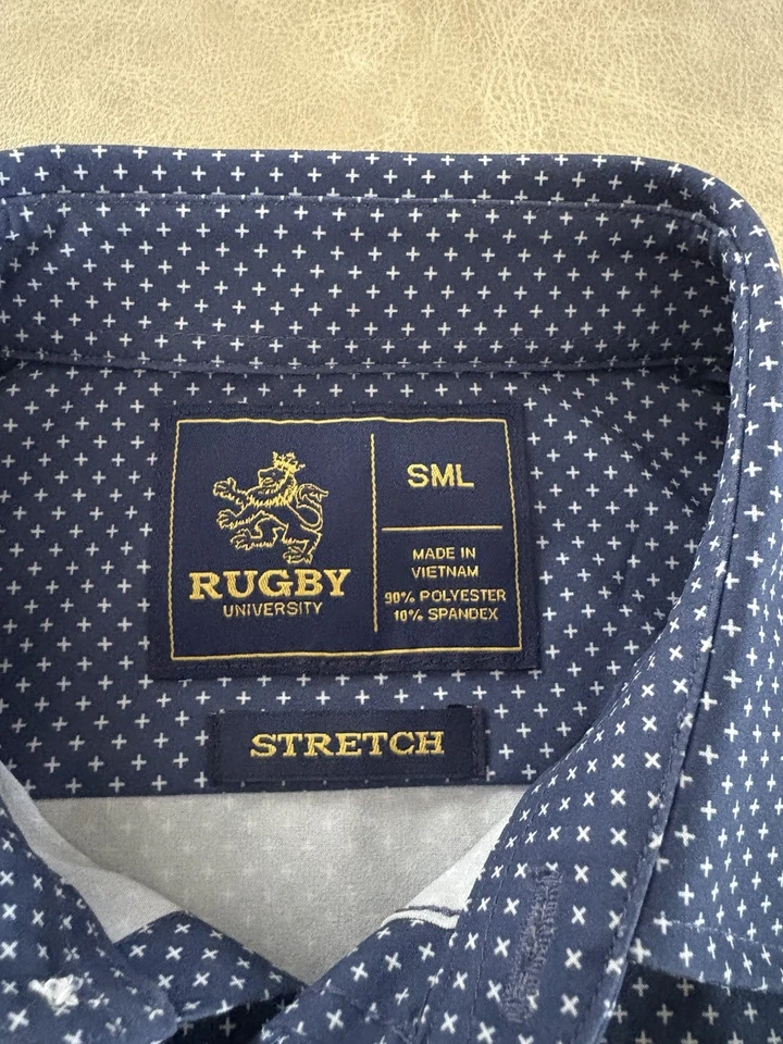 Rugby University Navy Blue Button Down Stretch Shirt Men's Small *MINT* - Image 4 of 4
