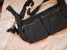 Kipling Jericho Crossbody Bag Black Tonal Nylon Shoulder Bag NWT Monkey Keyring