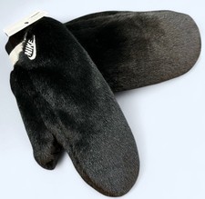 NEW Nike Warm Faux Fur Mittens Black w/ White Trim Winter Soft Size XS/S NWT