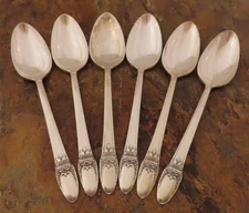 IS First Love Set 6 Teaspoons Spoons 1847 Rogers Vtg Silverplate Flatware Lot R