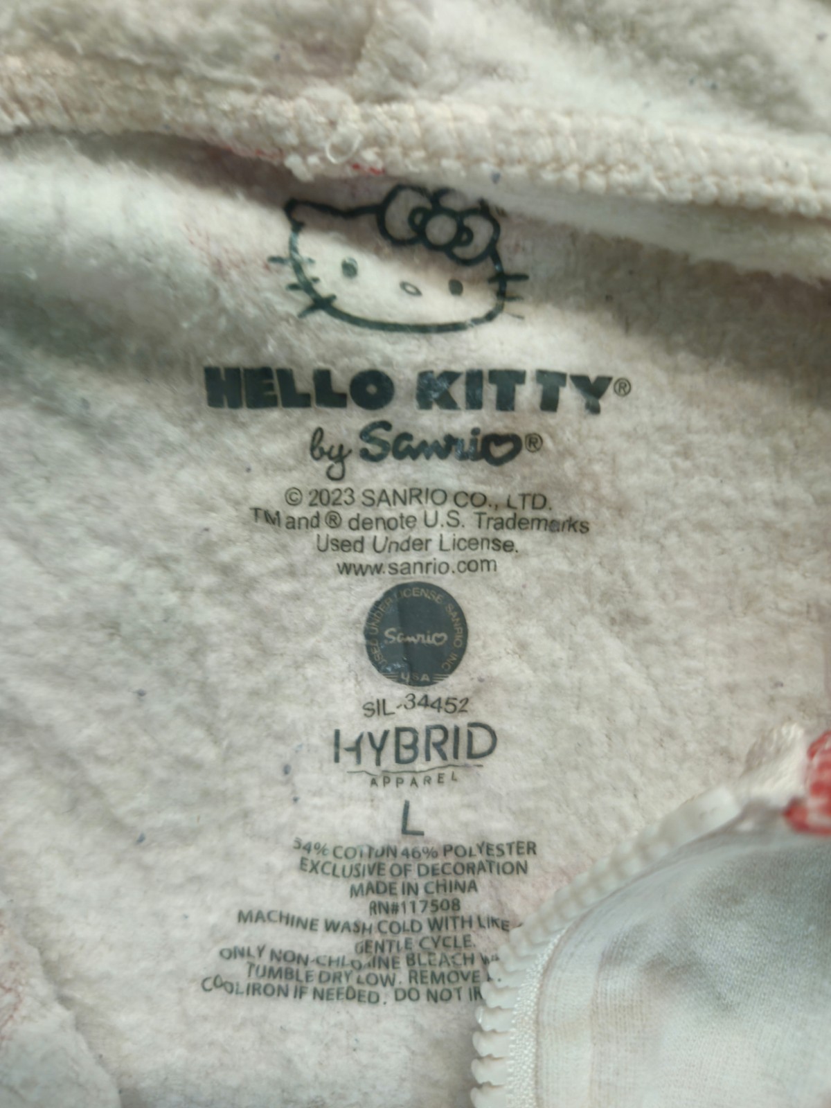 Hello Kitty Pink All Over Bows Zip Up Hoodie Sweatshirt Womens Large image 3