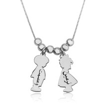 Personalized Children Charms Necklace with Name Engraved KIds Charms MOM Jewelry