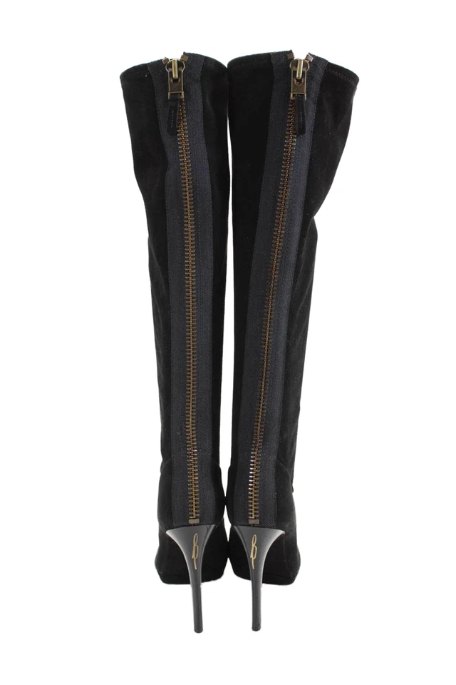 B Brian Atwood Womens Suede Back Zipper Knee High Boots Jet Black Size 7.5 - Image 3 of 4