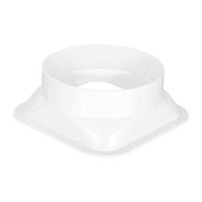 Duct Connector Flange 6.2'' ABS Square to Round Straight Pipe Flange, White