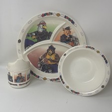 Harley-Davidson Kids Plastic 9 Divided Plate, Bowl Cup Dinnerware Vintage