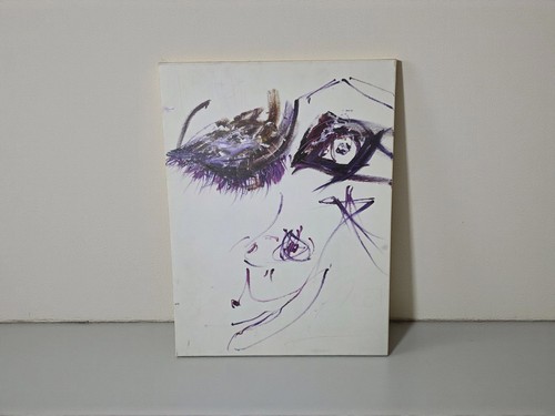 Oryginalny abstrakcyjny fioletowy obraz twarzy nowoczesny minimalistyczny dekoracja ścienna - Zdjęcie 1 z 6