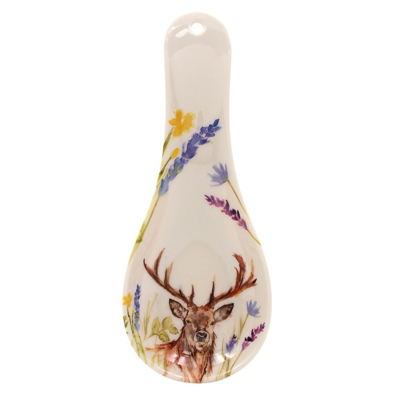 Spoon Rest Melamine Utensil Holder Plate Highland Stag Animal Nature Print