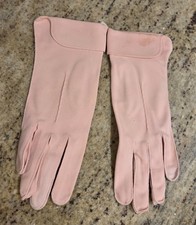 New Vintage Women's Size L/XL Pink Stretch Formal Gloves Cuffed Flaws 