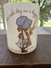 VTG 1972 Federal Milk Glass Holly Hobbie Mug "Start Each Day in a Happy Way"