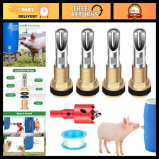 4 Pcs Stainless Steel Pig Waterer Nipples Kit - Automatic Drinker Feeder for Pig