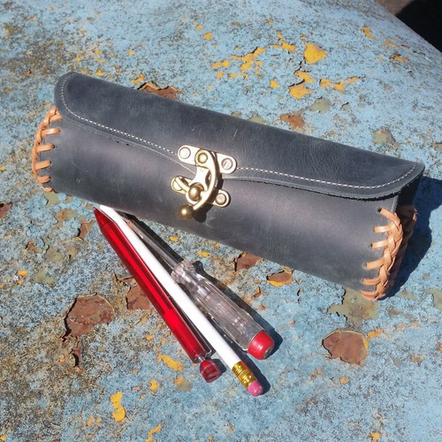 Leder Stiftrolle Schlampermäppchen Leder-Rolle Handarbeit - Bild 3 von 11