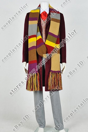 Costume da Dottore Chi Indossa il 4° Quarto Dr Tom Baker Cosplay Set Completo Con Sciarpa - Foto 3 di 12