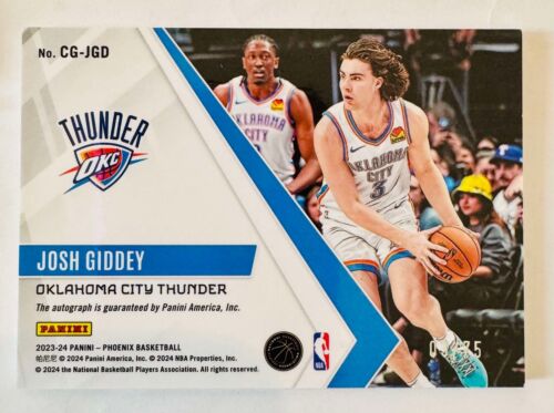 Josh Giddey 2023-24 Panini Phoenix Calligraphy Silver Autograph Auto 03/75 Jsy # - Picture 2 of 2